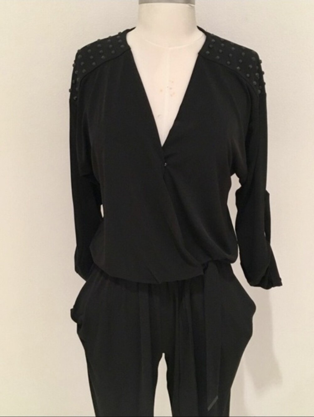 MICHAEL Michael Kors Black Stud-Embellished Shoulder Jumpsuit - Size XXS - NWT